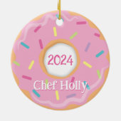 Pink Donut Koch, Cook oder Baker Weihnachten Keramik Ornament (Hinten)