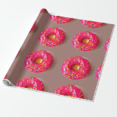 Pink Donut Matte Wrapping Paper Geschenkpapier (Ungerollt)