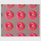 Pink Donut Matte Wrapping Paper Geschenkpapier (Flach)