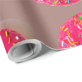 Pink Donut Matte Wrapping Paper Geschenkpapier (Rolleneckpunkt)