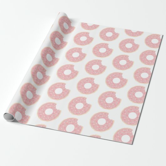 Pink Donut Muster Wrapping Paper Geschenkpapier (Ungerollt)