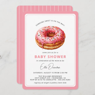 Pink Donut | Niedliches Dessert Thema Girl Babydus Einladung