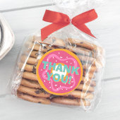 Pink Donut Party Vielen Dank Runder Aufkleber