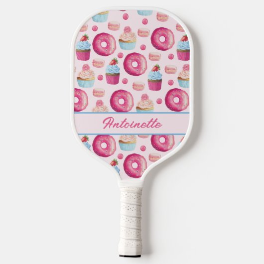 Pink Donut Pattern Pickleball Schläger (Rückseite)