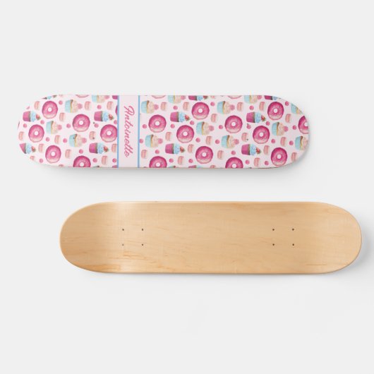 Pink Donut Pattern Skateboard (Horizontal)