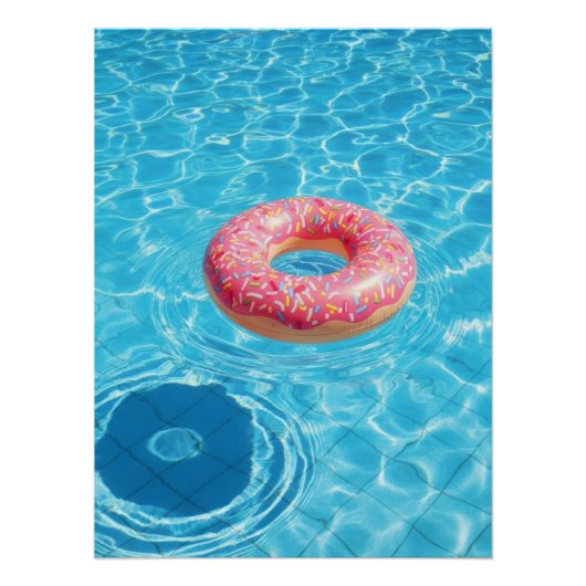 Pink Donut Pool Float in Crystal Blue Water Poster (Vorderseite)