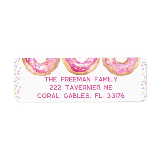 Pink Donut Sprinkle Adresse Aufkleber Niedlich Spa (Vorne)