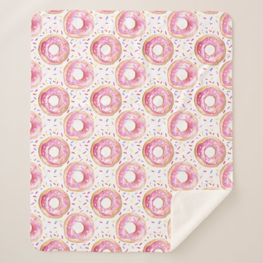 Pink Donut Sprinkle Muster Sherpa Throw Blanken Sherpadecke (Vorderseite)