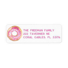 Pink Donut Sprinkle Rücksendeadresse Sticker