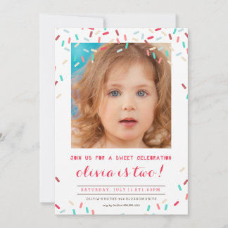 PINK DONUT SPRINKLES BIRDERTAGE INVITATION EINLADUNG