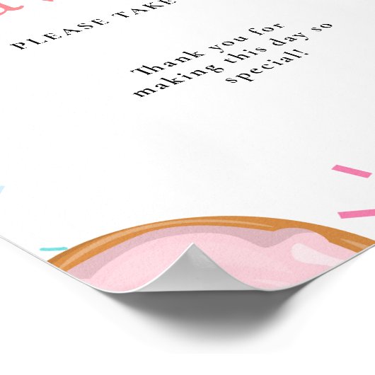 Pink Donut SPrinkles Favors Baby Shower Sign Poster (Ecke)