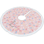 Pink Donut Sprinkles Girls Weihnachten mit Monogra Polyester Weihnachtsbaumdecke (Schrägansicht)