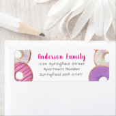 Pink Donut Theme Family Name Custom Rücksendeadres (Insitu)