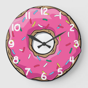 Pink Donut with Sprinkles Große Wanduhr
