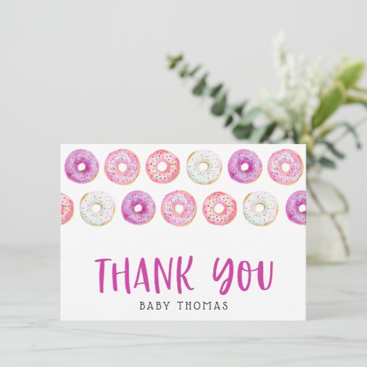 Pink Donuts Babydusche Danke (Stehend Vorderseite)
