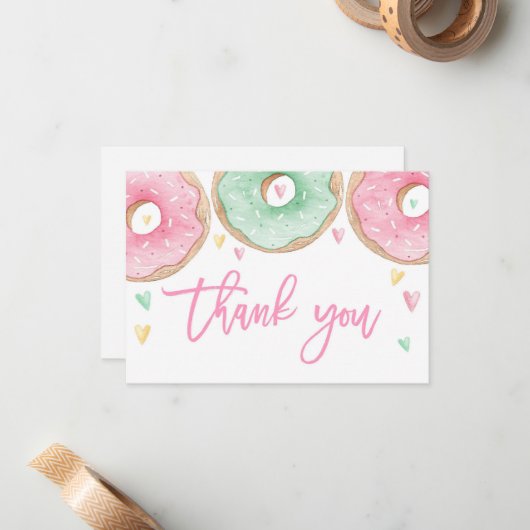 Pink Donuts Danke Mitteilungskarte (Vorderseite/Rückseite Beispiel)