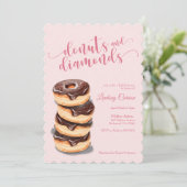Pink Donuts Diamonds Bridal Dusche Einladung (Stehend Vorderseite)
