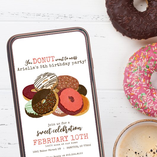 Pink Donuts Geburtstagsparty Einladung