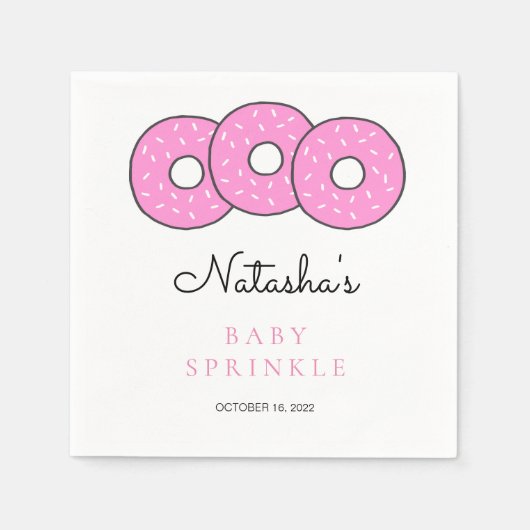 Pink Donuts Illustration Kinderdusche Sprinkle Serviette (Vorderseite)