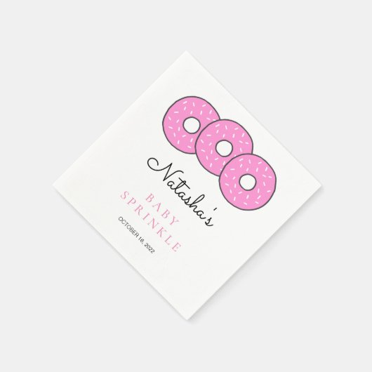 Pink Donuts Illustration Kinderdusche Sprinkle Serviette (Ecke)