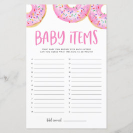 Pink Donuts rät die Babyartikel Babydusche Spiel