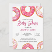 Pink Donuts Sprinkles Girl Baby Dusche Einladung (Vorderseite)