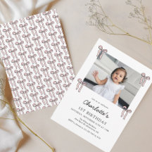 Pink Doodle Bow Baby Girl 1. Geburtstag