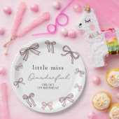 Pink Doodle Bow Baby Girl 1. Geburtstag Pappteller (Party)