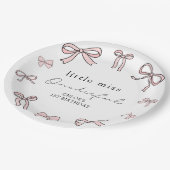 Pink Doodle Bow Baby Girl 1. Geburtstag Pappteller (Schrägansicht)