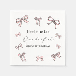 Pink Doodle Bow Baby Girl 1. Geburtstag Serviette