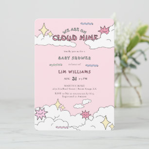 Pink Doodle Cloud Nine Baby Dusche Einladung