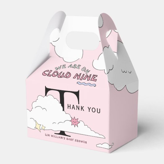 Pink Doodle Cloud Nine Baby Dusche Geschenkschachtel (Vorderseite)