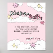 Pink Doodle Cloud Nine Diaper Raffel Poster (Vorne)