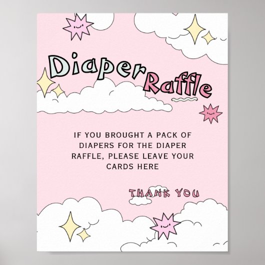 Pink Doodle Cloud Nine Diaper Raffel Poster (Vorne)
