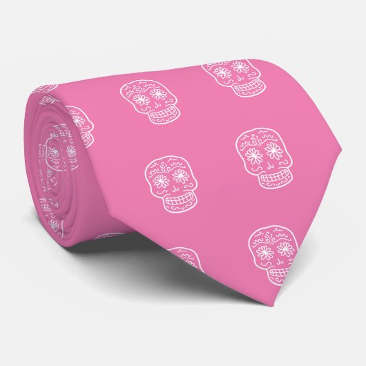 Pink Doodle Skull Krawatte (Gerollt)