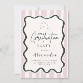 Pink Doodle Wavy Frame Abschluss Einladung (Vorderseite)