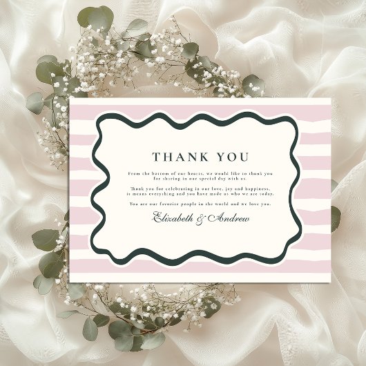 Pink Doodle Wavy Frame Wedding Dankeskarte