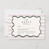 Pink Doodle Wavy Frame Wedding RSVP Karte (Vorderseite)