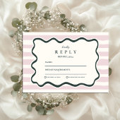 Pink Doodle Wavy Frame Wedding RSVP Karte