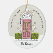 Pink Door Erste Weihnachten in unserer neuen Zuhau Keramik Ornament (Links)