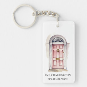 Pink Door Watercolor Logo Immobilienmakler Schlüsselanhänger
