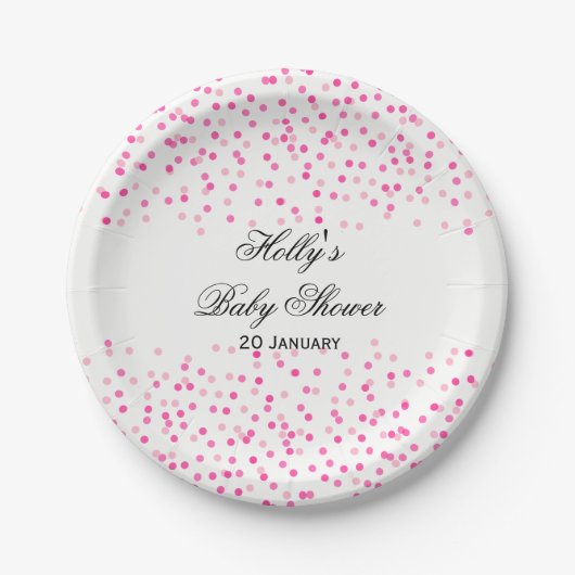 Pink Dot Baby Dusche Teller, Confetti Party Teller (Vorderseite)
