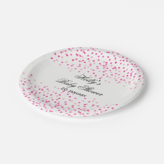 Pink Dot Baby Dusche Teller, Confetti Party Teller (Schrägansicht)