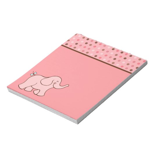 Pink Dot Baby Elephant Notepad Notizblock (Rotiert)