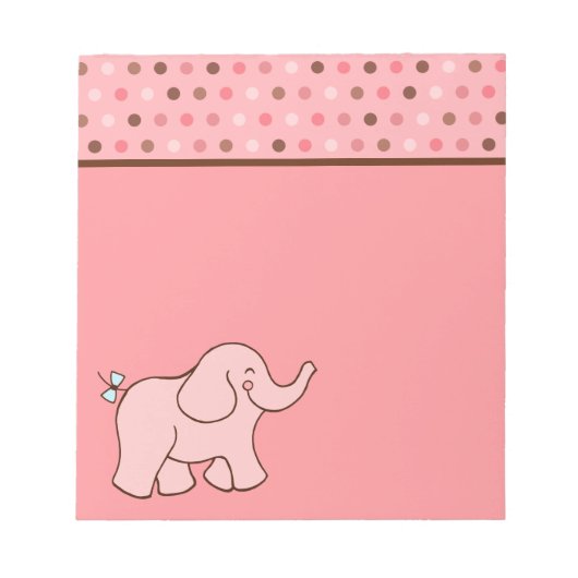 Pink Dot Baby Elephant Notepad Notizblock (Vorderseite)