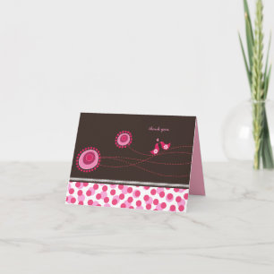 Pink Dot Blume & Happy Birds Muster Vielen Dank Dankeskarte
