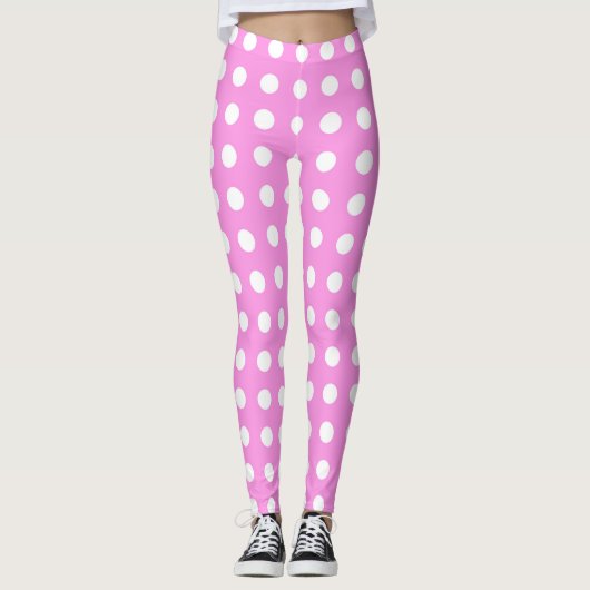Pink - Dot Design Leggings (Vorderseite)