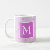 Pink Dot Pattern Girly Monogram Kaffeetasse (Links)