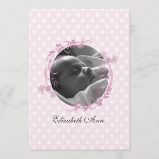 Pink Dots Baby Foto Card Ankündigung