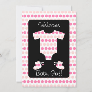 Pink Dots Baby Girl Bekleidung und Hintern Dusche Einladung